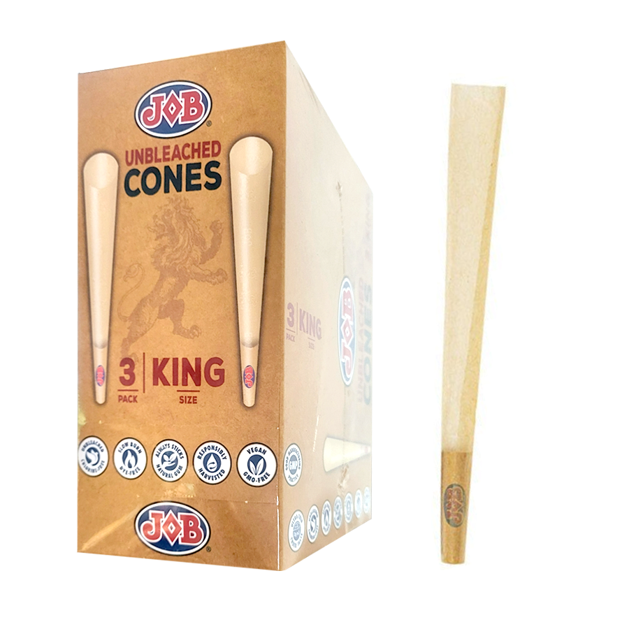 JOB Unbleached Cones | King Size | 3 Pack | 24 Count Display product image